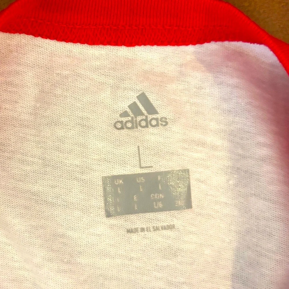 Adidas Kids Long Sleeve Baseball Tee - Red and White